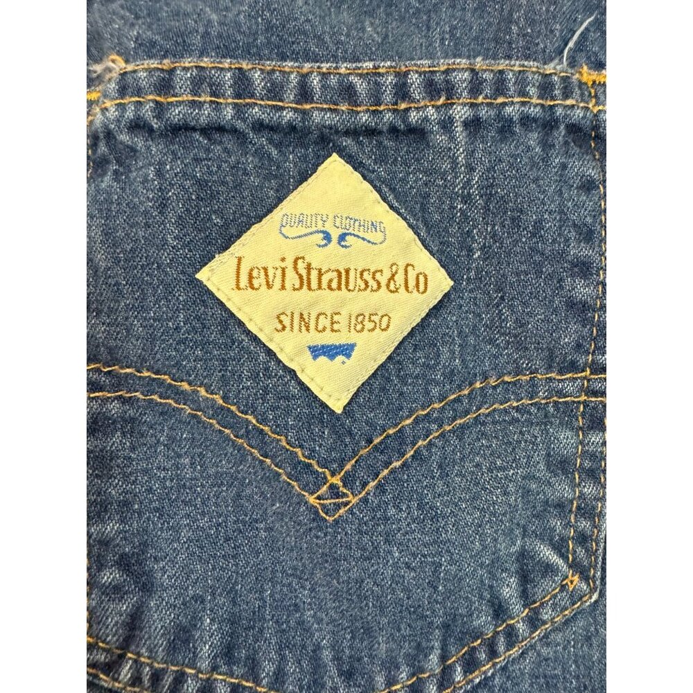 Levis Vintage Denim Midi Skirt With Rear Pockets & Button Closure WHITE TAG